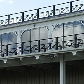 Decorative Victorian stand windo detail at Ludlow Racecourse