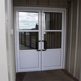 White aluminium double doors