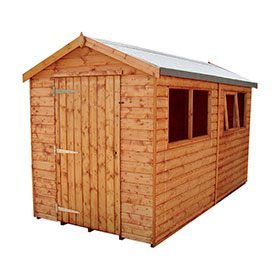 Apex shed with single door.