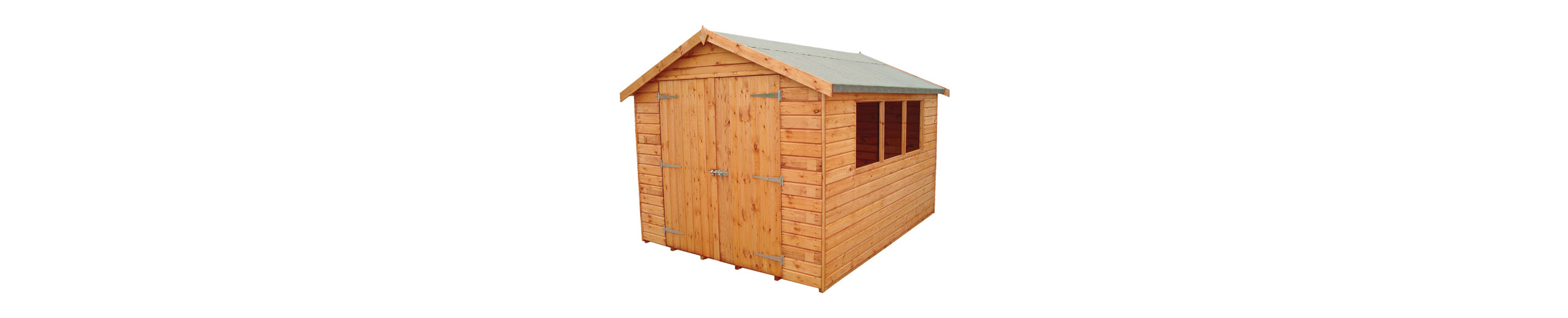 Large wooden garden shed with double doors